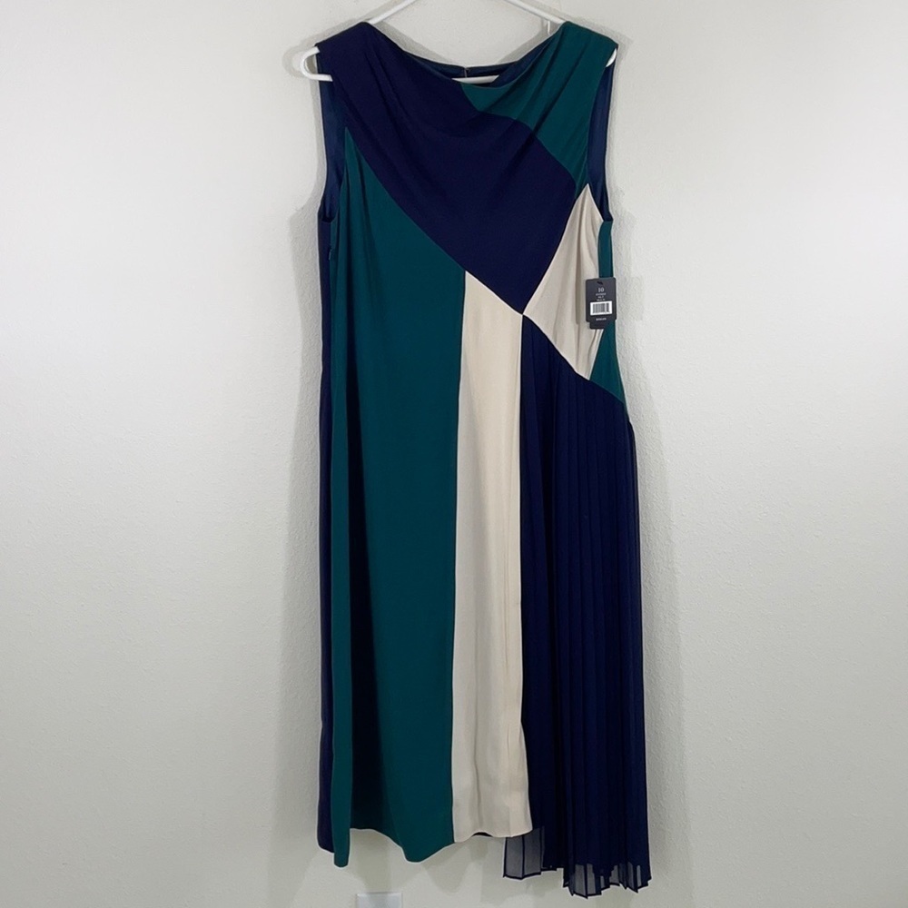 NWT Nic + Zoe Color-Block Pleated Sleeveless Dress